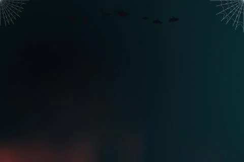 Dark halloween background with bats and spider webs on black to blue gradie.. 스톡 일러스트