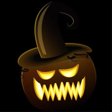 Dark Halloween pumpkin with hat Stock Illustration