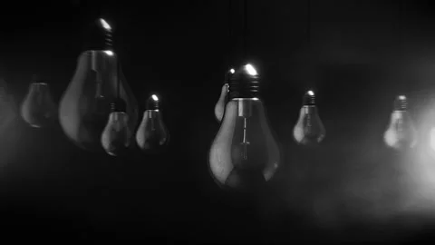 Dark Hanging Light Bulbs Stock Footage 265268770