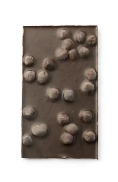 Dark hazelnuts chocolate tablet Stock Photos