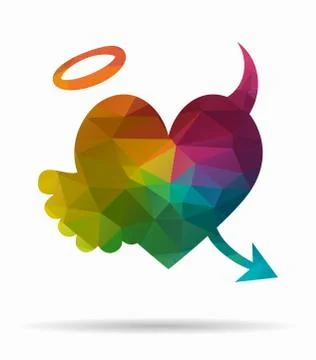 Dark heart poly icon Stock Illustration