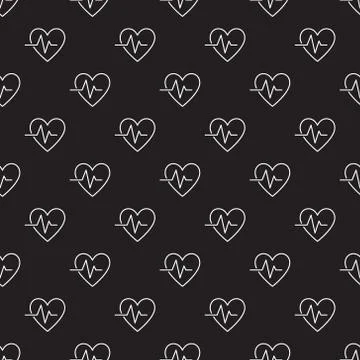 Dark Heartbeat seamless vector pattern or background 스톡 일러스트