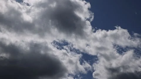 Dark heavy cloud cloudscape at noon. Dark rainy clouds. Summer blue sky clouds Stock Footage 161817764