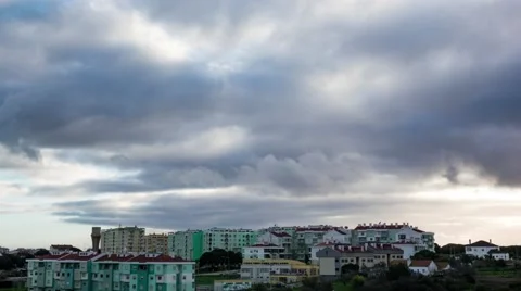 Dark Heavy Storm Clouds over City, timelapse Stock Footage 60115459