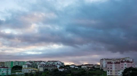 Dark Heavy Storm Clouds over City, timelapse Stock Footage 60115741