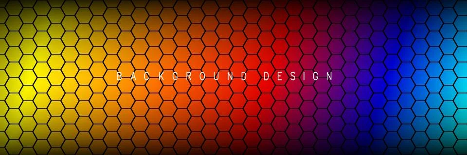 Dark hexagon abstract technology background with colored bright flashes und.. Stock Illustration
