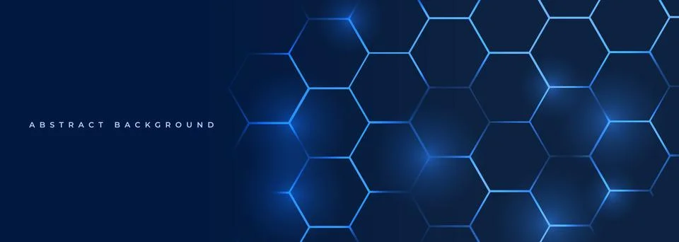 Dark hexagon abstract technology background with blue colored bright flashes 스톡 일러스트