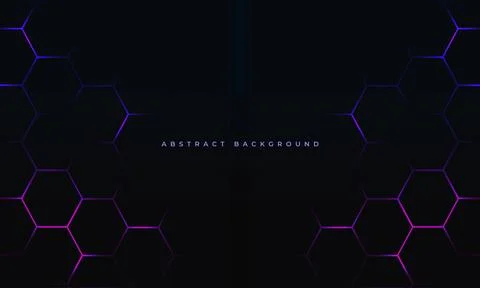 Dark hexagon abstract technology background with blue and pink colored bright 스톡 일러스트