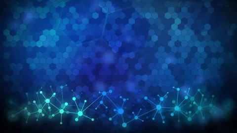 Dark hexagon abstract technology or science loop background. Hi tech blue glow Video stock 277705209
