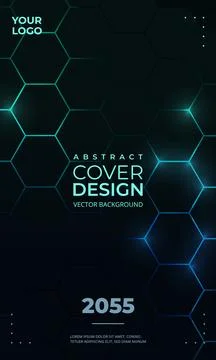 Dark hexagon abstract vertical background with blue and green colored bright イラスト素材