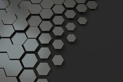Dark hexagon pattern background, 3d rendering. Stock Illustration
