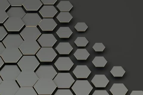 Dark hexagon pattern background, 3d rendering. Illustrazione stock
