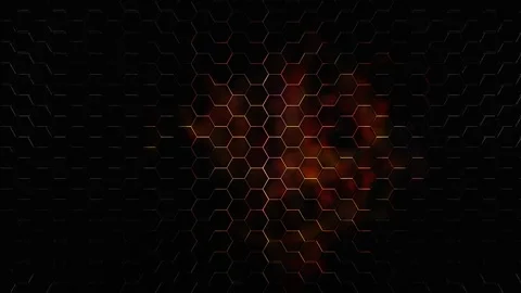 Dark hexagon pattern background with red light in background Stock Footage 285935247