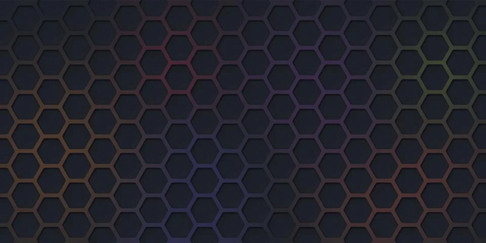 Dark hexagon pattern on colorful light glowing background graphic illustratio Illustrazione stock