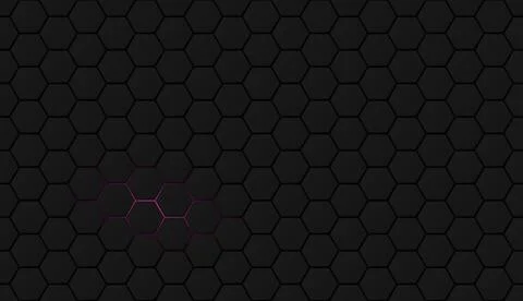 Dark hexagon pattern with a small pink light glowing out from the back grap.. Stock Illustration