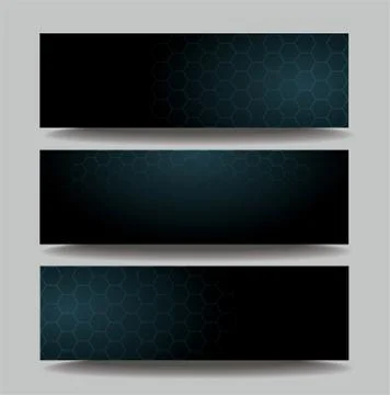 Dark hexagon template banner background Stock Illustration
