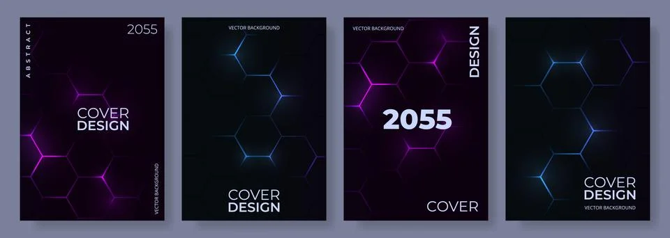 Dark hexagon vector poster template collection Stockillustratie