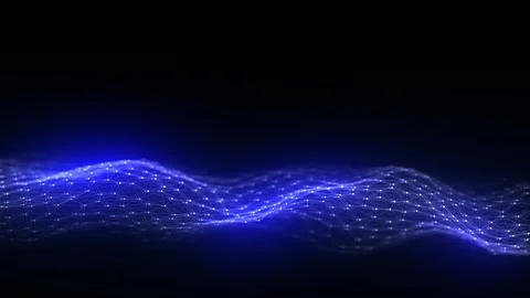 Dark hexagon wave of particles and lines with glitch effect. Stock Footage 275209302