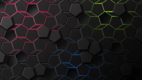 Dark hexagonal background with gradient color Stock Illustration