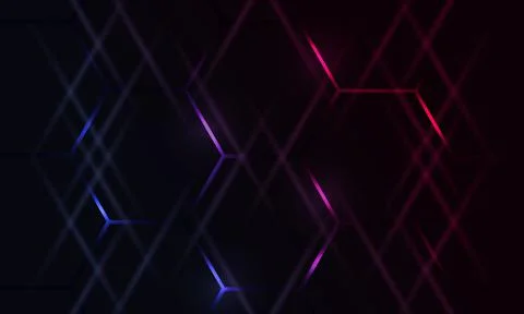 Dark hexagonal gaming abstract background with blue and pink colored bright 库存插图