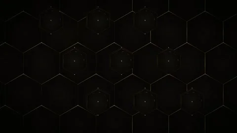 Dark hexagonal geometric pattern with glowing gold outlines and subtle circ.. 動画素材 335826419