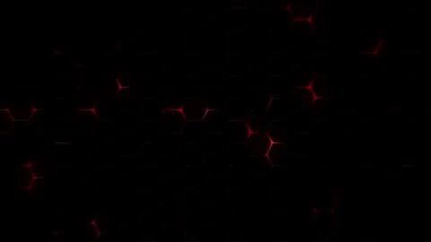 Dark Hexagonal Grid Animation Background with Glowing Red Light Energy Stock Footage 343724312