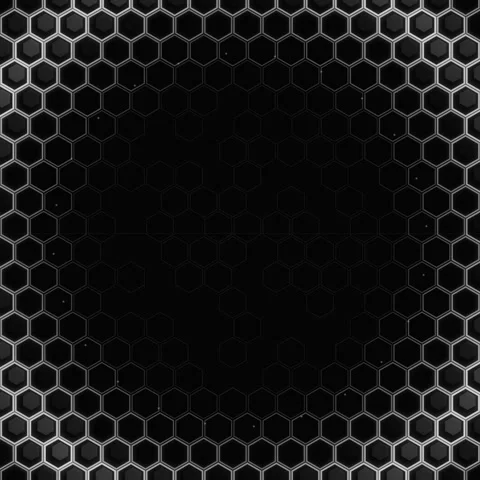 Dark Hexagonal Grid Pattern Background with Central Light Glow Stock Footage 347804061