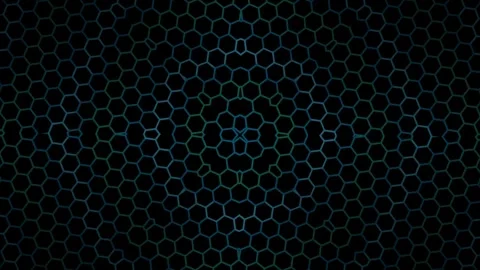 Dark Hexagonal Grid Pattern with a Glowing Blue Center Stock Footage 329951656
