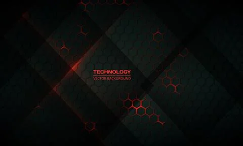 Dark hexagonal technology vector abstract background. Illustrazione stock