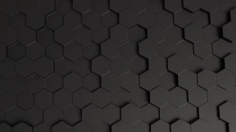 Dark hexagons form a textured, geometric wall Stock Illustration