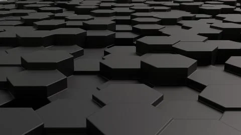 Dark hexagons form a textured, geometric wall Illustrazione stock