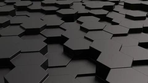 Dark hexagons form a textured, geometric wall Stock Illustration