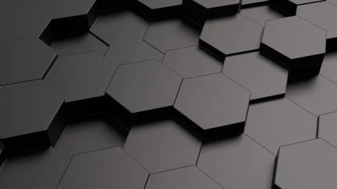 Dark hexagons form a textured, geometric wall Stock Illustration