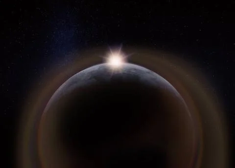 Dark Hidden Side of the Moon, with the Sun View of the dark hidden side of... Fotos Stock