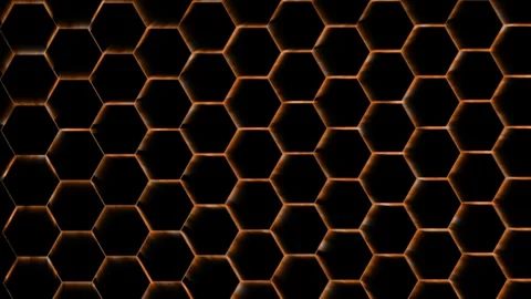 Dark honeycomb pattern of hexagonal cells with glowing background animation Stock Footage 329847901