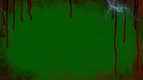 Dark horror background featuring glowing lightning bolts and dripping red Stock Footage 338995678