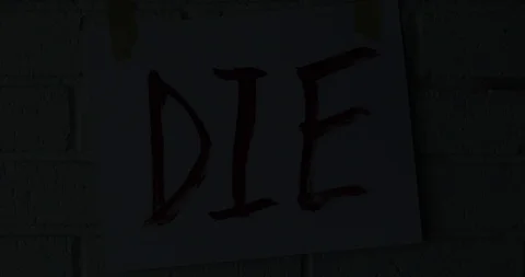 Dark horror die sign with moving light scary footage Stock Footage 125784940