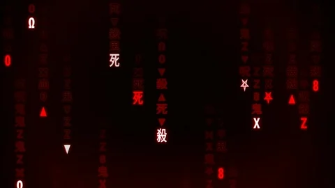 Dark horror digital rain with red bloody characters Stock Footage 339883199