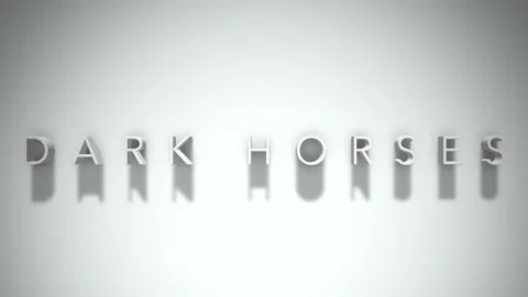Dark horses 3D title animation with shadows on a white background Stock Footage 297008239