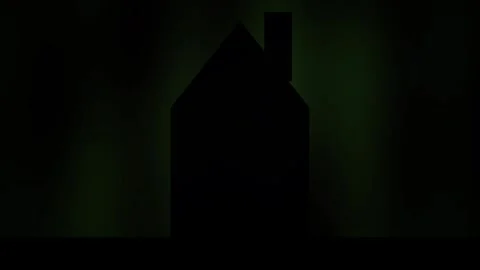 Dark house with blue glowing windows. Video stock 335107383