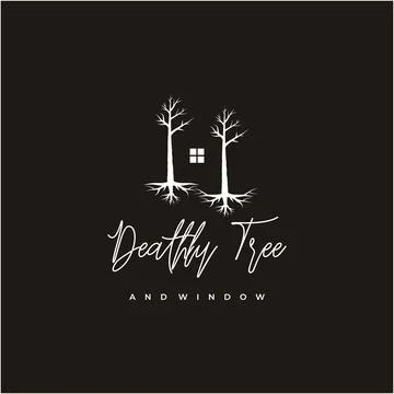 Dark House Window and dead tree illustration logo design Stock Illustration