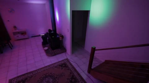 Dark illuminated house slide Stock Footage 39844441