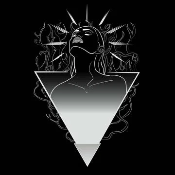 Dark illustration and geometric frame Stockillustratie