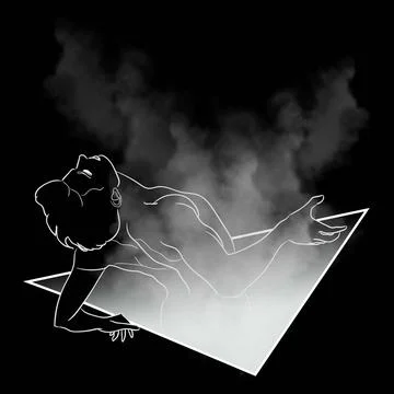 Dark illustration and geometric frame Stockillustratie