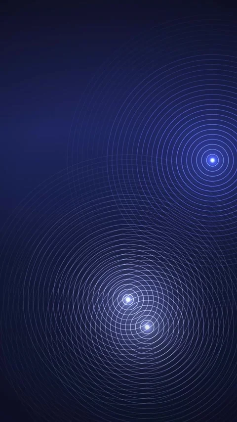 Dark Indigo Background with Concentric Wave Ripples and Glowing Nodes Stock Footage 345311048