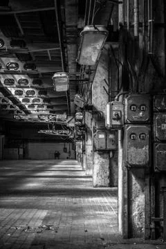Dark industrial interior Stock Photos