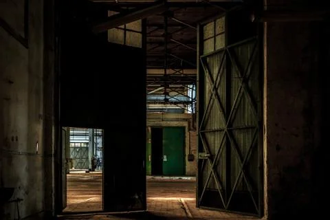 Dark industrial interior Stock Photos