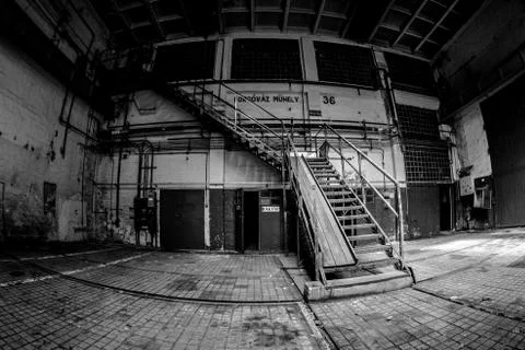 Dark industrial interior Stock Photos