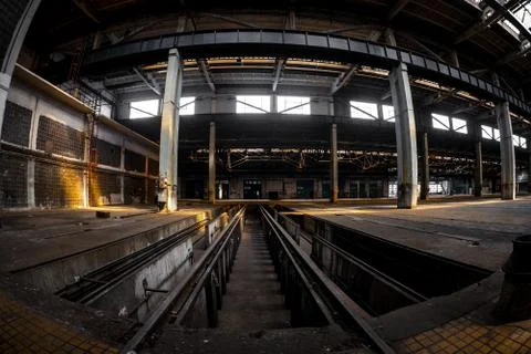 Dark industrial interior Stock Photos