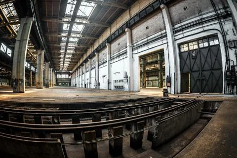 Dark industrial interior Stock Photos